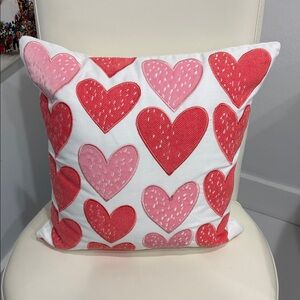 Celerie Valentine's Day White/Pink/Red Hearts Pattern Holiday Pillow